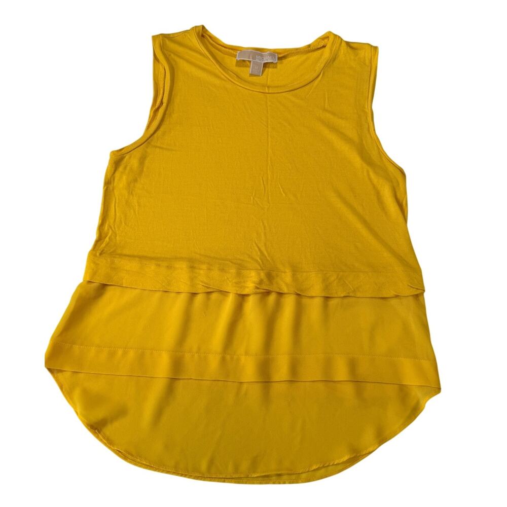 MICHAEL Michael Kors Women’s M Yellow Layered Sleeveless High Low Blouse Top